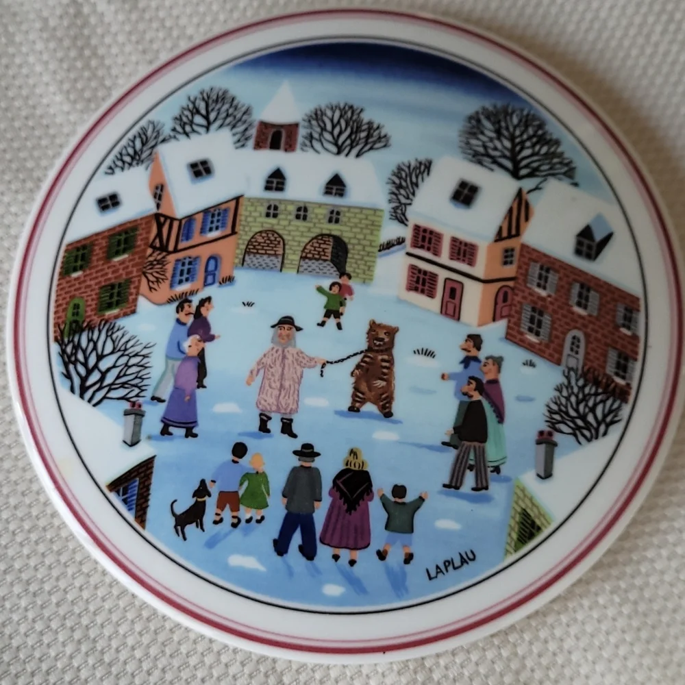 Villeroy & Boch Porcelain Laplau Winter Scene Covered Candy Trinket Dish